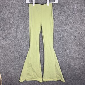 Newbury Kustom Jeans Womens Size S Green Flare Bell Bottom Festival Boho